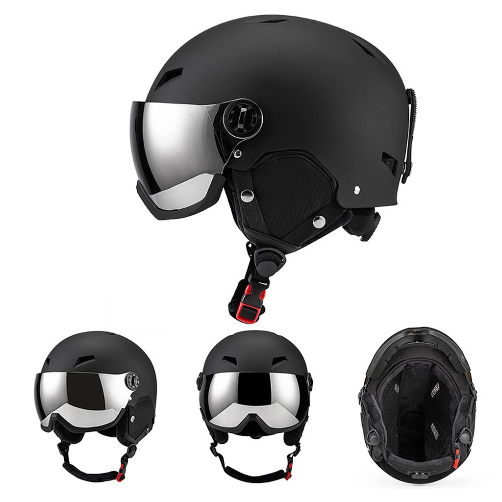 figatia Snowboard Helmet Ski Helmet with Goggles Headgear with Ski Goggles Ear Cover Warm Shockproof Windproof Snow Helmet Ski Helmet L Dark Grey