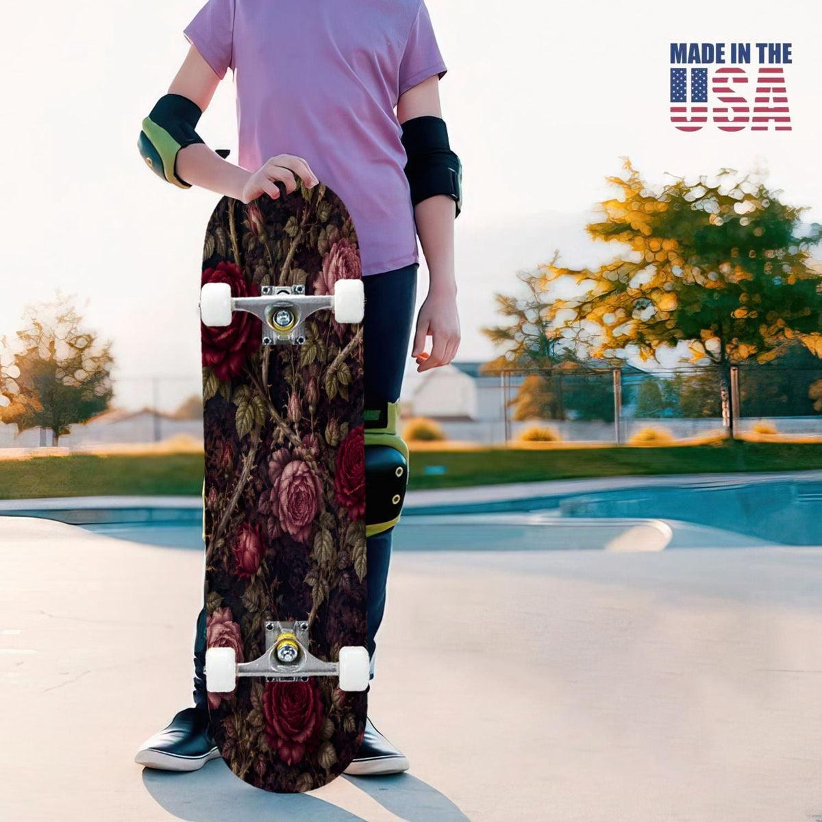 31"x8" Complete Skateboards for Beginners,Cute Ghosts Purple Bows Bats Lilac Halloween Double Kick 7 Ply Canadian Maple Deck Skateboard with Wheels, Gifts for Kids Teens