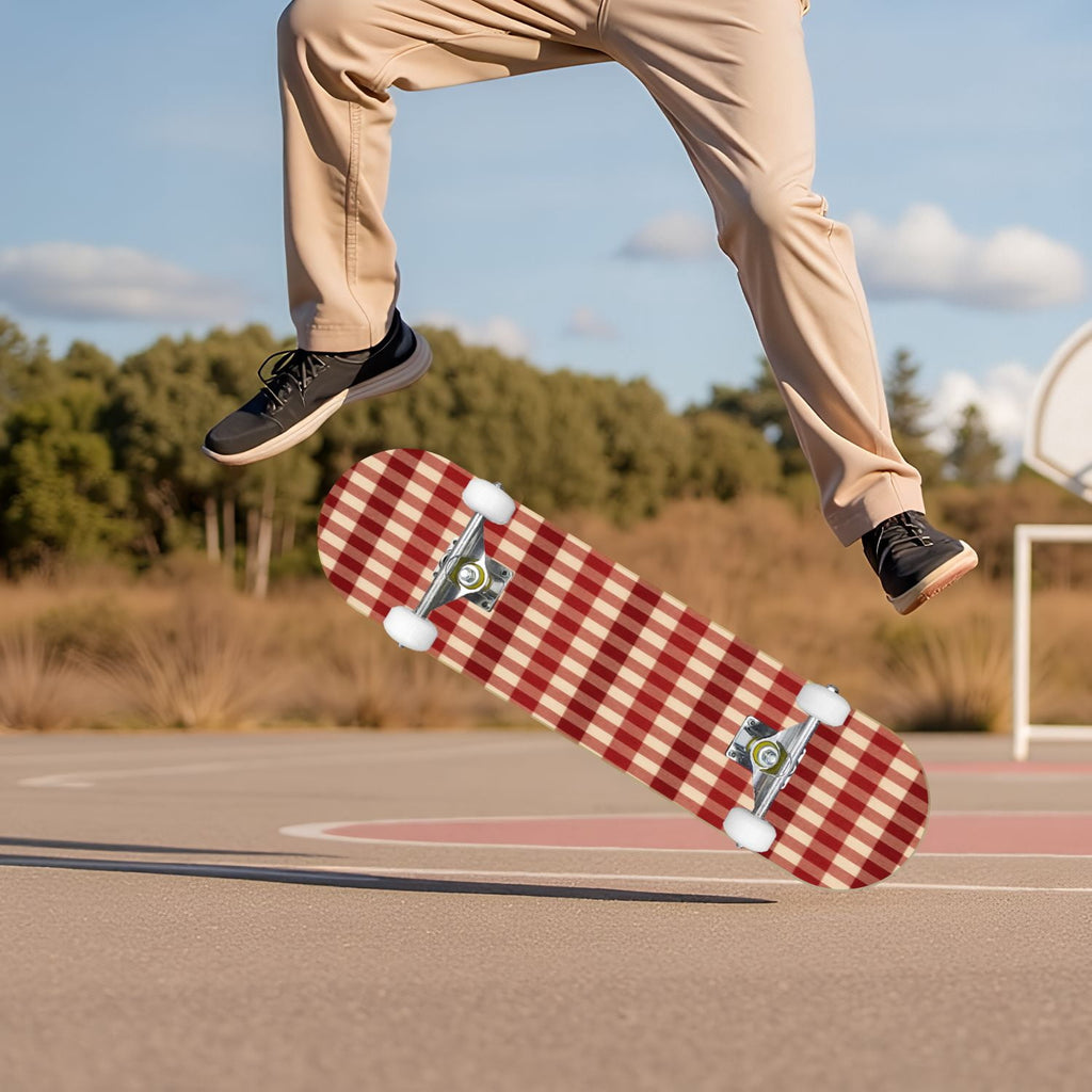 White Birch Tree Bark Natural Knots Horizontal Lines 31" x 8" Complete Skateboard, 7-Ply Canadian Maple Double Kick Trick Board for Kids and Beginners Adult Gifts