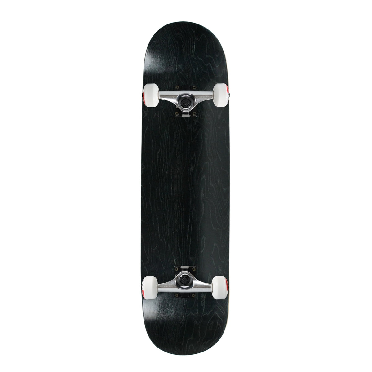 moose complete skateboard stained black 8.5" silver/white assembled